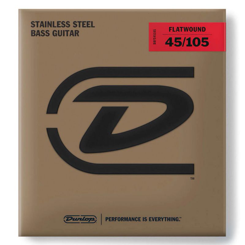 Набор струн DUNLOP DBFS45105 STAINLESS STEEL FLATWOUND BASS STRINGS 45-105